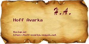 Hoff Avarka névjegykártya